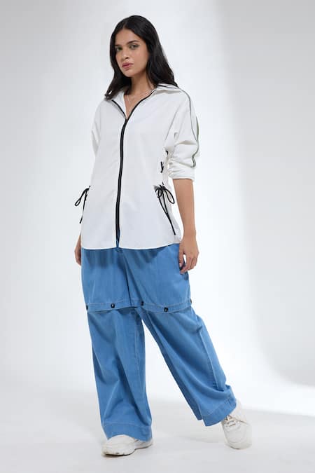 Buy_Krati Jain_White Cotton Lace Collared Anti-fit Shirt _Online_at_Aza_Fashions