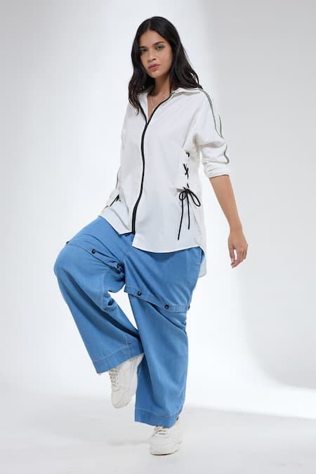 Shop_Krati Jain_White Cotton Lace Collared Anti-fit Shirt _Online_at_Aza_Fashions