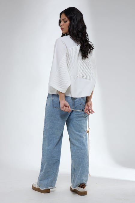 Krati Jain White Anti Fit Short Shirt 