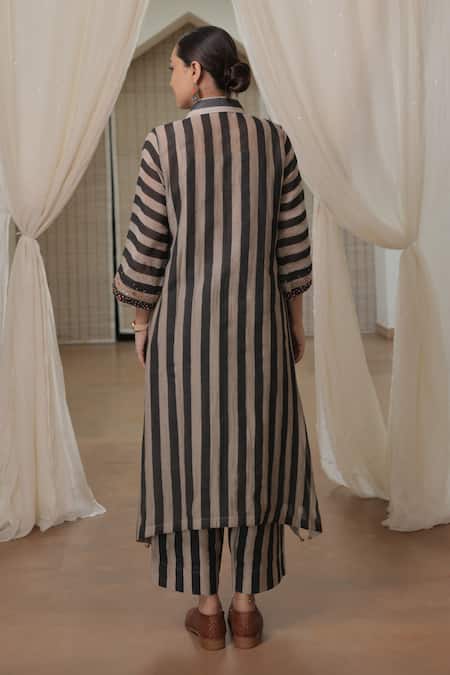 Rekha Agra Black Hand Block Printed Kurta Set 