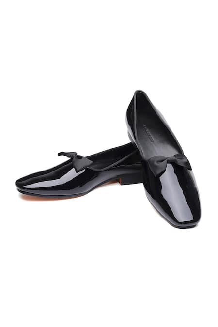 Shutiq Black Beaulo Slip On Bow Loafers 