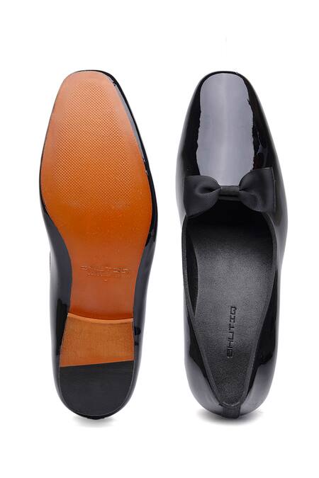 Shop Shutiq Black Beaulo Slip On Bow Loafers at Aza Fashions Shop_Shutiq_Black Beaulo Slip On Bow Loafers _at_Aza_Fashions