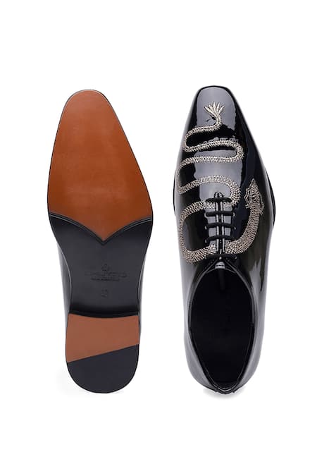 Shutiq Sesha Dragon Stitched Patent Leather Shoes 