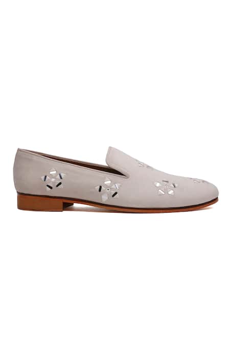 Shutiq_Ivory Flora Hand Embroidered Loafers _Online_at_Aza_Fashions