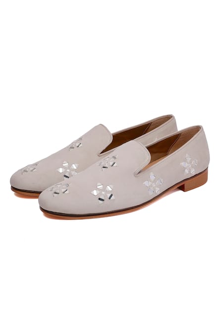 Buy_Shutiq_Ivory Flora Hand Embroidered Loafers _Online_at_Aza_Fashions