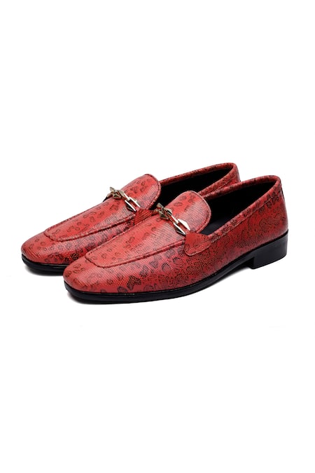 Buy_Shutiq_Burgundy Prism Python Ruby Shoes _Online_at_Aza_Fashions