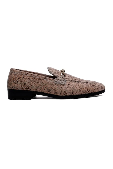 Shutiq_Beige Prism Python Leopard Print Loafers _Online_at_Aza_Fashions