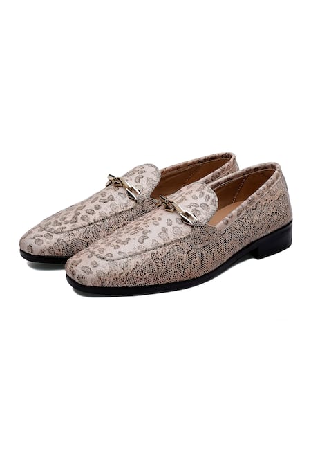 Buy_Shutiq_Beige Prism Python Leopard Print Loafers _Online_at_Aza_Fashions