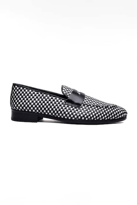Shutiq_Black Tessera Penny Bar Loafers _Online_at_Aza_Fashions