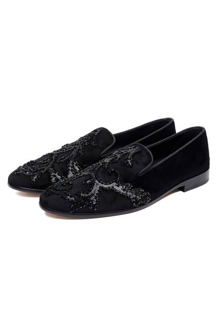Buy_Shutiq_Black Bellona Coal Embellished Loafers _Online_at_Aza_Fashions