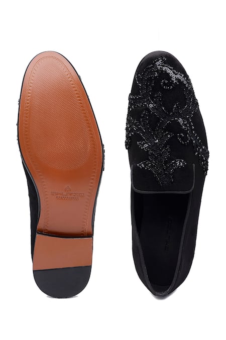 Shutiq Bellona Coal Embellished Loafers 