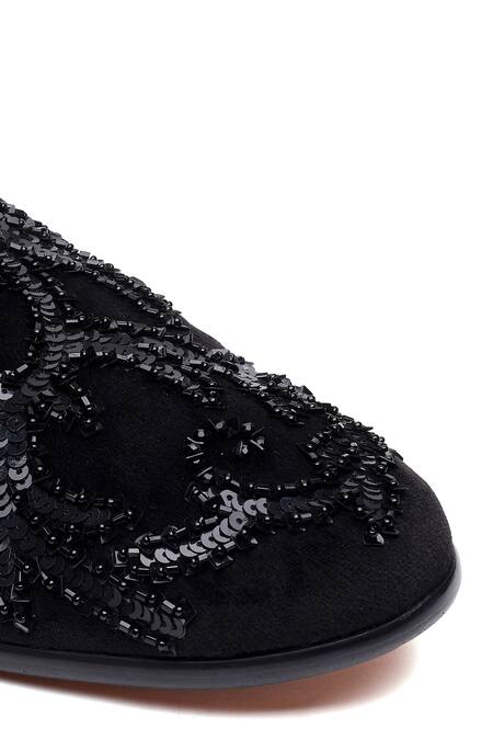 Shop_Shutiq_Black Bellona Coal Embellished Loafers _Online_at_Aza_Fashions