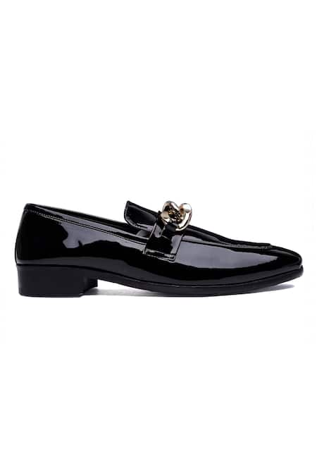 Shutiq_Black Zizi Gold Chain Loafers _Online_at_Aza_Fashions