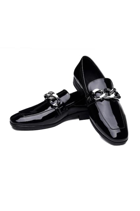 Shutiq Black Zizi Silver Chain Loafers 