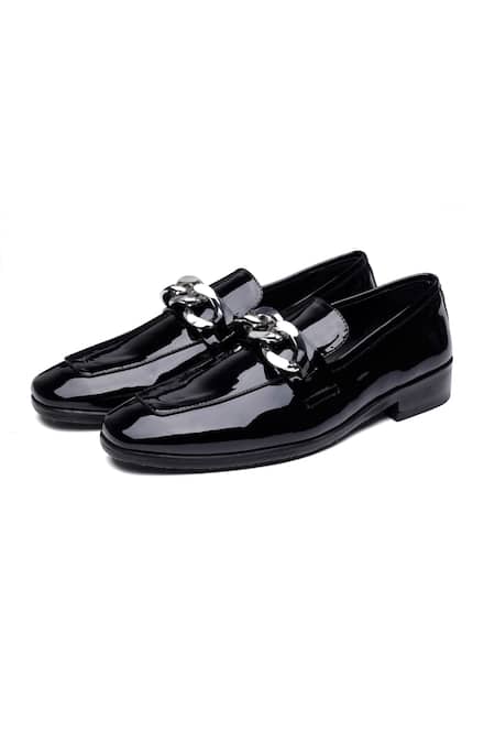 Shutiq_Black Zizi Silver Chain Loafers _Online_at_Aza_Fashions