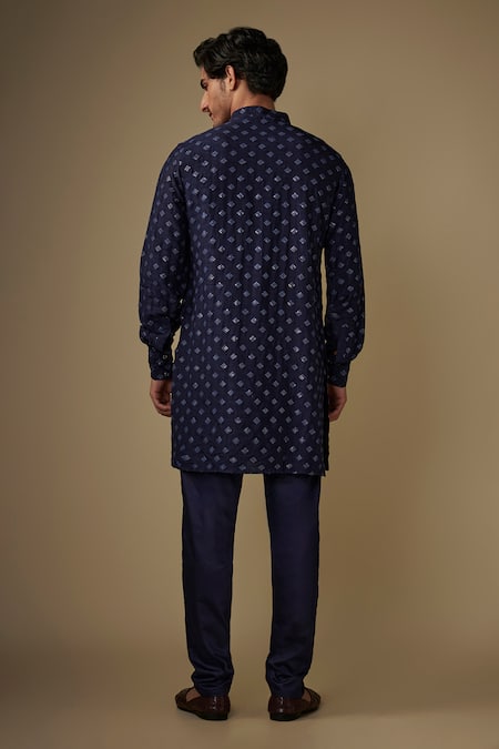 Spring Break Navy Blue Embroiderd Kurta Set 