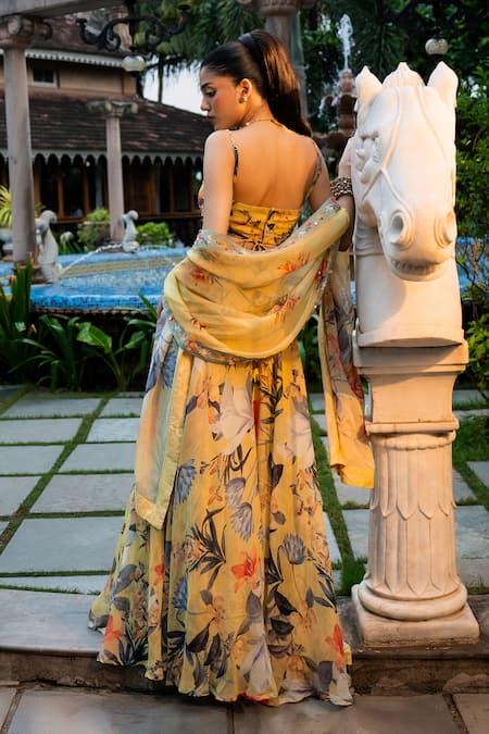 Affroz Floral Print Organza Silk Lehenga Set 