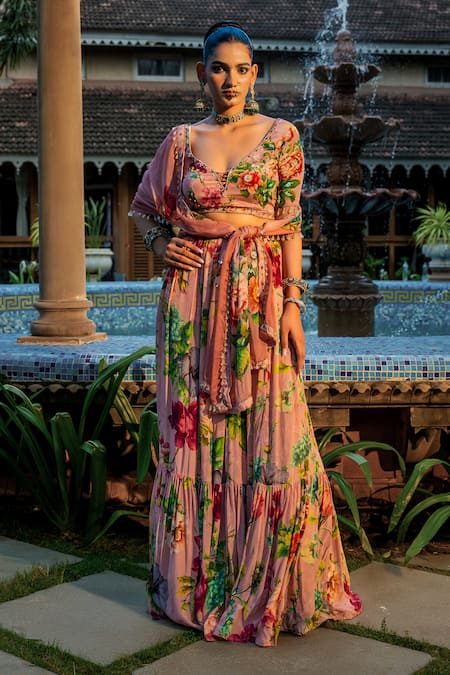 Affroz Floral Hand Embroidered Lehenga Set 