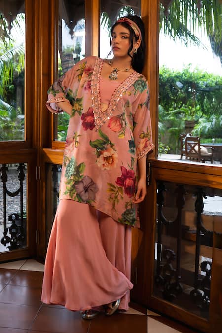 Affroz Floral Print Kaftan Set 