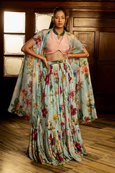 Affroz Floral Organza Silk Lehenga Set 