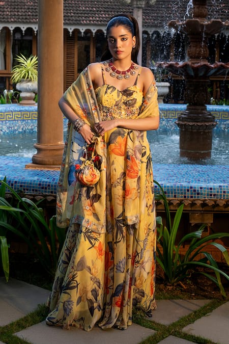 Affroz Yellow Floral Anarkali Set 