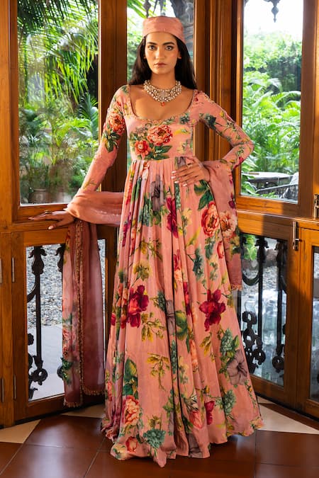 Affroz Floral Hand Embroidered Anarkali Set 