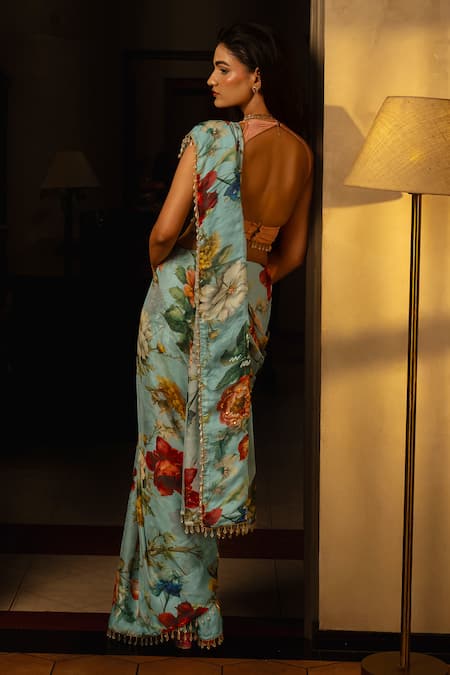 Affroz Floral Organza Silk Saree Set 