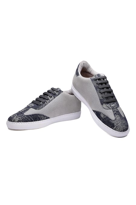 Shutiq Gray Pelle Grey Textured Sneakers 