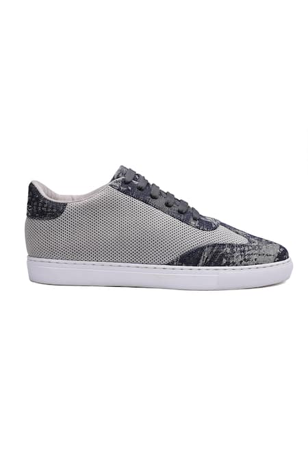 Shutiq_Gray Pelle Grey Textured Sneakers _Online_at_Aza_Fashions