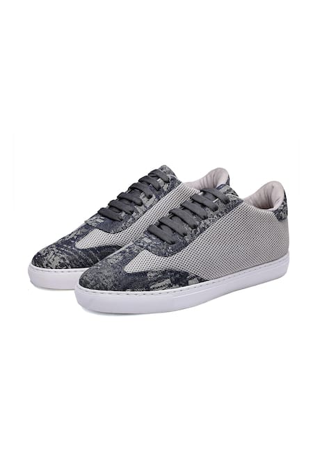 Buy_Shutiq_Gray Pelle Grey Textured Sneakers _Online_at_Aza_Fashions