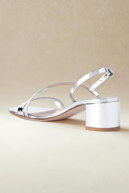 Sephyr Tyla Silver Metallic Block Heels 