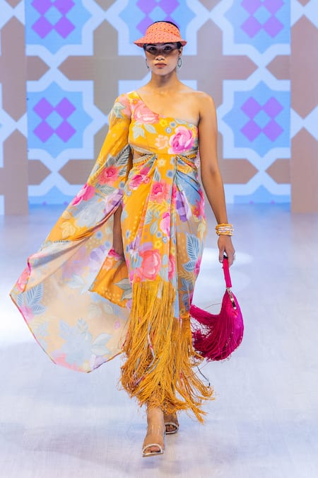 Rishi and Vibhuti Marigold Fringe Dress 