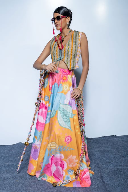 Rishi And Vibhuti Designer Palette Prose Lehenga Set 