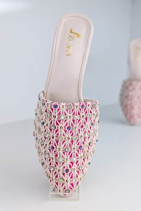 Azora_Beige Embroidery Designer Lush Heels _Online_at_Aza_Fashions