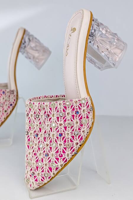 Buy_Azora_Beige Embroidery Designer Lush Heels _Online_at_Aza_Fashions