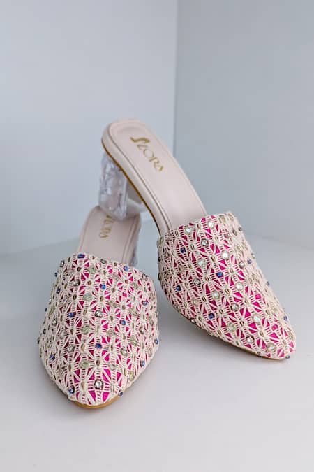 Shop_Azora_Beige Embroidery Designer Lush Heels _Online_at_Aza_Fashions