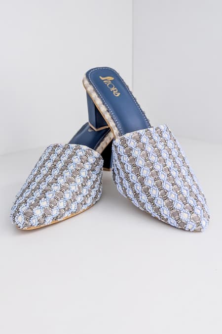 Azora Blue Muntazir Jacquard Heels 
