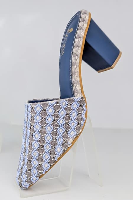 Buy_Azora_Blue Muntazir Jacquard Heels _Online_at_Aza_Fashions