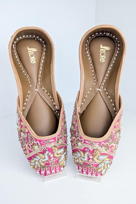 Azora Shiddat Embroidered Pink Raw Silk Juttis 