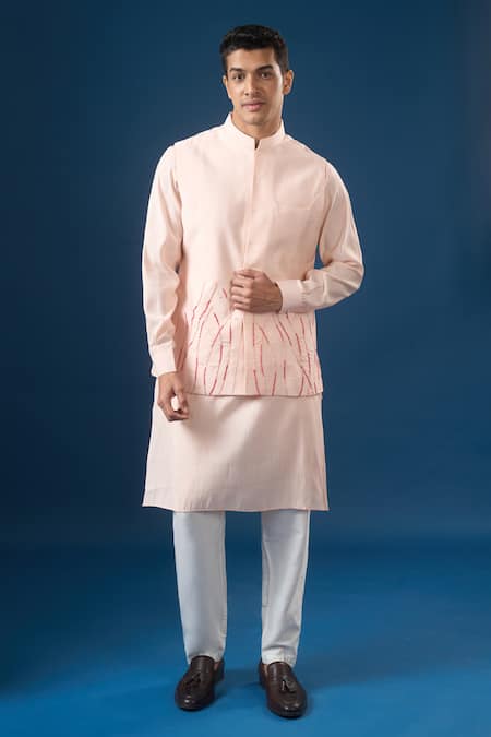 Rng Safawala Pink , Silk, Dupion, Shantoon, Satin Embroidery, Kurta-bundi Set