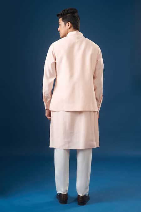 Rng Safawala Pink Embroidered Kurta-Bundi Set 