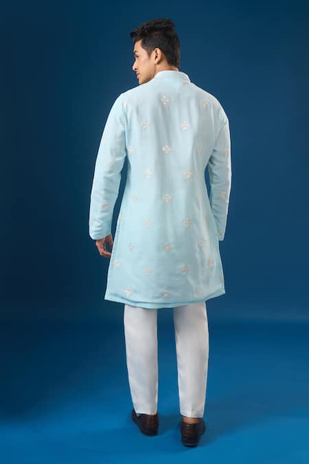 Rng Safawala Blue Georgette Embroidery, Sequins Sea Kurta Online at Aza Fashions Rng Safawala_Blue Georgette Embroidery, Sequins Sea Kurta _Online_at_Aza_Fashions