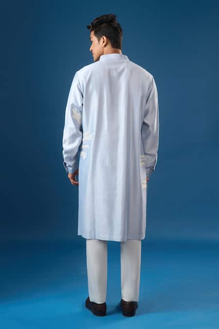 Countrymade Blue Abstract Cloud Embroidered Kurta Set 