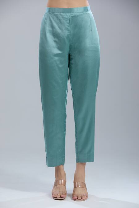 Prisho_Blue Embroidery, Beads, Sequins Round Neck Kurta Pant Set _Online_at_Aza_Fashions