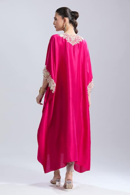 Prisho 3D Floral Embroidered Kaftan & Pant Set 