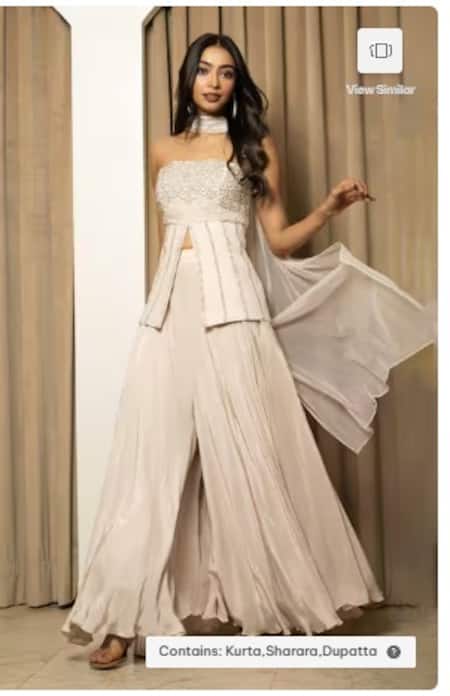 Mehak Sharma Silver Embroidered Kurta Sharara Set 