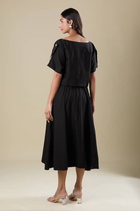 Naintara Bajaj Black Cotton Skirt & Top Set 