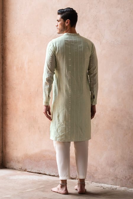 Preevin Mint Line Full Embroidered Kurta With Pant 