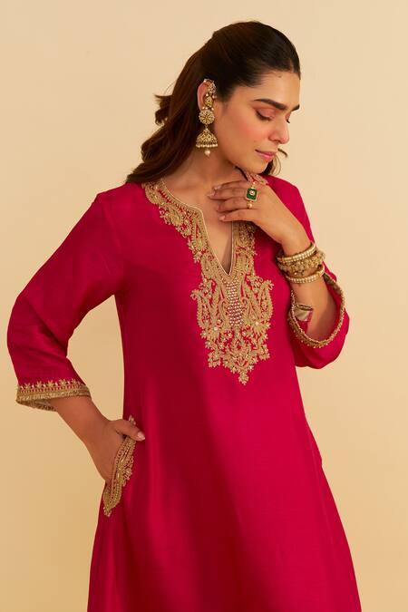 Buy Sheetal Batra Pink Silk Organza Embroidery Round Neck Amaya Kaftan Set Online at Aza Fashions Buy_Sheetal Batra_Pink Silk Organza Embroidery Round Neck Amaya Kaftan Set _Online_at_Aza_Fashions