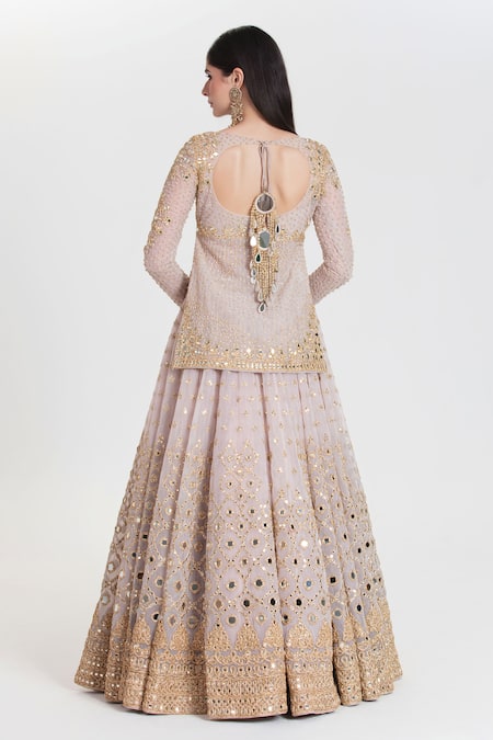 Abhinav Mishra Gulzar Designer Antique Pink Lehenga Set 